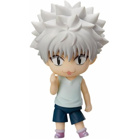 New Curarpikt Figure Killua Zoldyck Figure Gon Freecss Figure Replacement Face Q Version Anime Figures 10cm/3.9inch Handmade PVC Model Gifts (Killua Zoldyck)