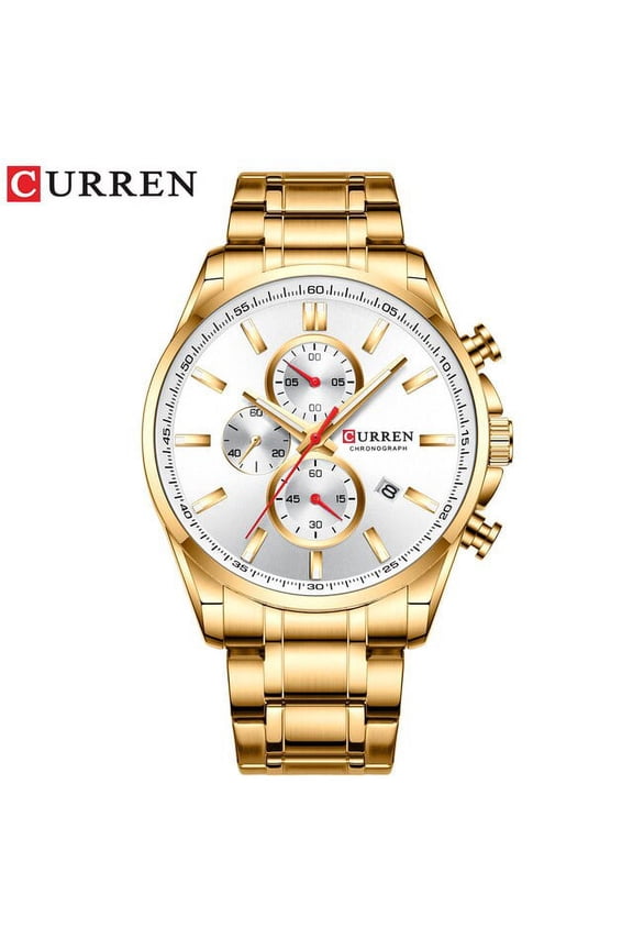 New Curren Watches Men's Brand Fashion Sport Chronograph Quartz Male Watch Stainless Steel Band Date Clock Luminous Pointers - Quartz Wristwatches