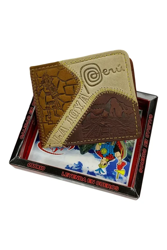 New Cusco Machu Picchu Peru Souvenir Men's Embossed Leather Bifold Wallet