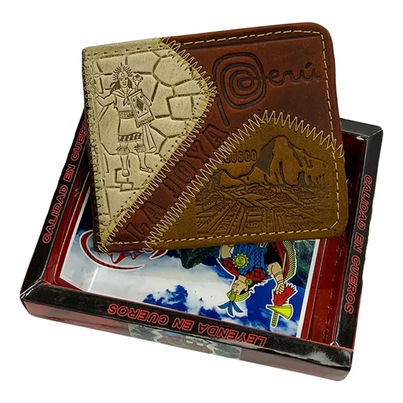 New Cusco Machu Picchu Peru Souvenir Men's Embossed Leather Bifold Wallet
