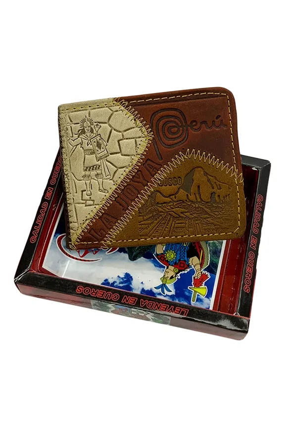New Cusco Machu Picchu Peru Souvenir Men's Embossed Leather Bifold Wallet