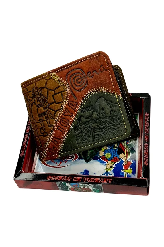 New Cusco Machu Picchu Peru Souvenir Men's Embossed Leather Bifold Wallet