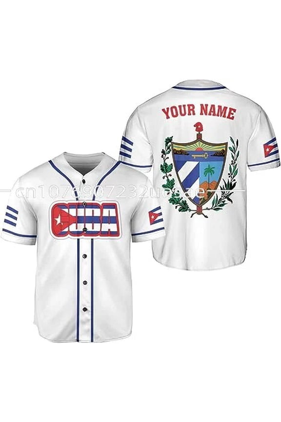 New Custom Cuba Flag 3D Print Mesh Fiber Baseball Jersey Shirt Top Tee Men Streetwear Spor
