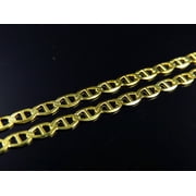 JEWELRY UNLIMITED New Custom Solid 10K Yellow Gold 3.0MM Flat Mariner Link Chain Necklace 18-26"