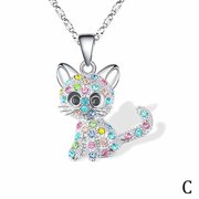 VIVIDCRAFT New Cute Cat Pendant Necklace For Women Girls Children J0X5