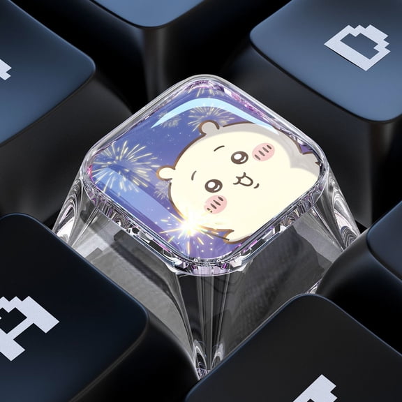 New Cute Chiikawa Hachiware Keycap with Momonga Translucent Resin Artisan Design Cartoon Anime Kawaii MX Keyboard Toys