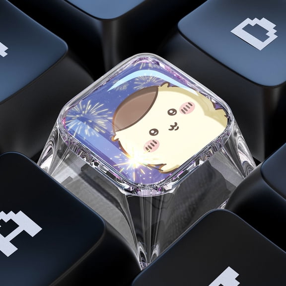 New Cute Chiikawa Hachiware Keycap with Momonga Translucent Resin Artisan Design Cartoon Anime Kawaii MX Keyboard Toys