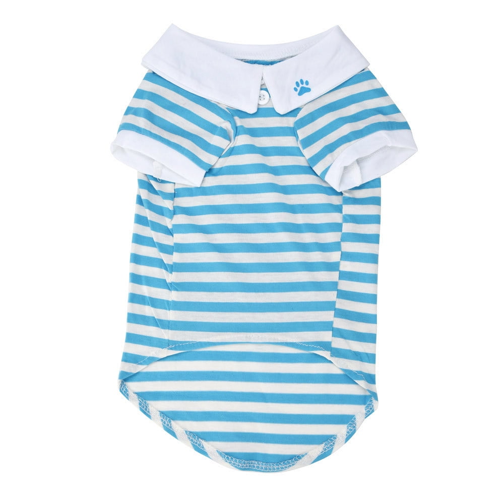 New Cute Dog Puppy T Shirt Clothes Lapel Stripe Pet Clothes Hot Dog