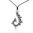 thumbnail image 1 of New Cute Maori Tribal Hook Silver Pewter Charm Necklace Pendant Jewelry With Cotton Cord, 1 of 1