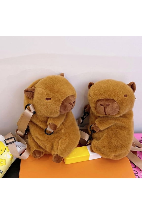 New Cute Plush Backpack Capybara Crossbody Bag Handbag Soft Capybara School Bag