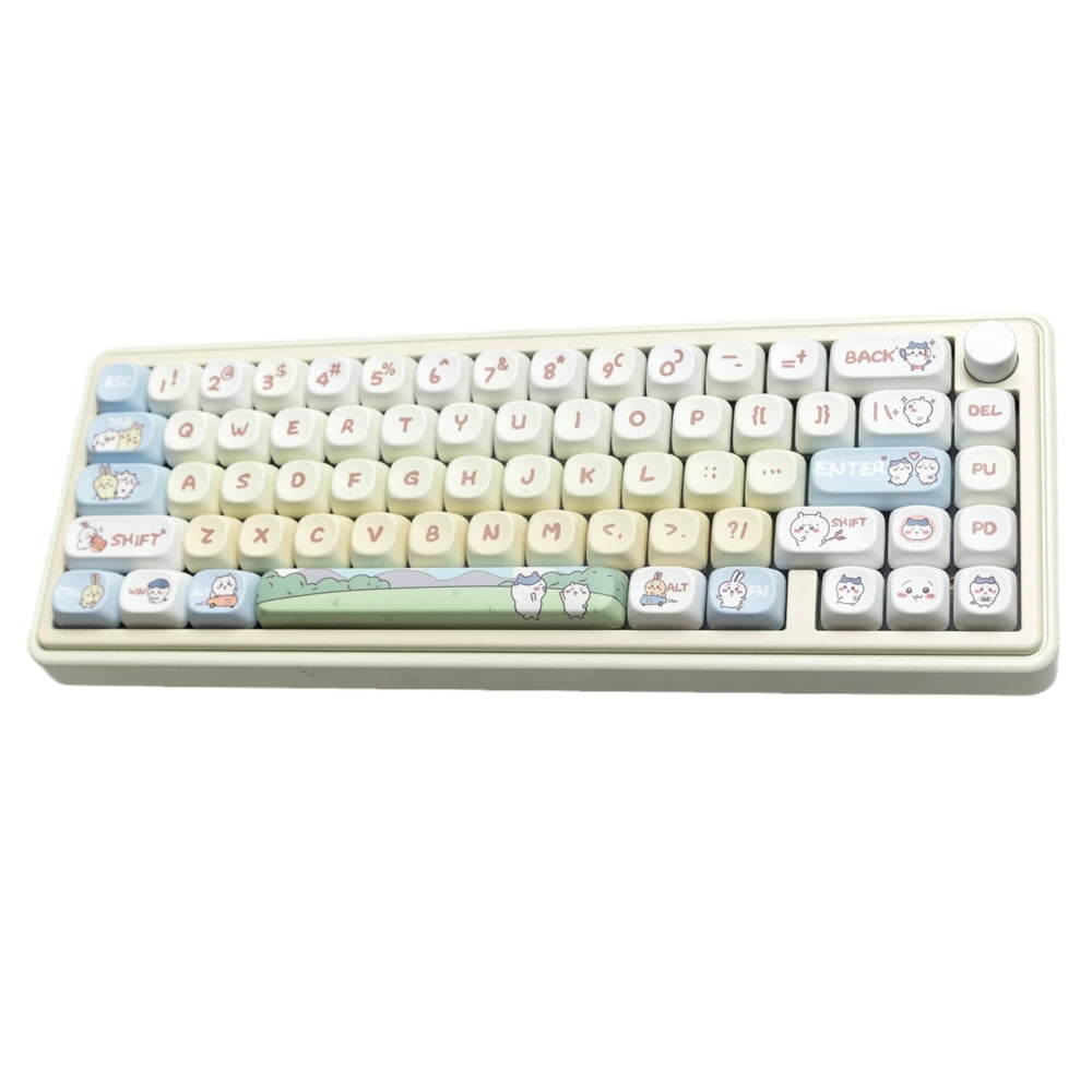 New Cute Rabbit Usagi Chiikawa Theme Keyboard Replacement Keycaps, White Hachiware Full-size 145-Key Standard Keycaps, Mechanical Keyboard Decorative Accessories