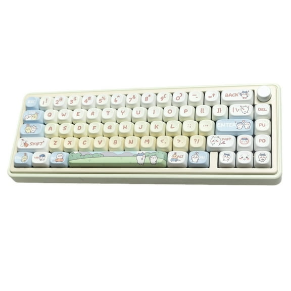 New Cute Rabbit Usagi Chiikawa Theme Keyboard Replacement Keycaps, White Hachiware Full-size 145-Key Standard Keycaps, Mechanical Keyboard Decorative Accessories