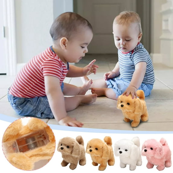 New Cute Realistic Walking & Barking Toy Puppy Dog - Educational Interactive Furry Pet Toy for Kids, Requires 2 AA Batteries (Not Included), 15x16x9cm