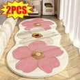 thumbnail image 1 of New Cute Rugs for Bedroom 2pcs, Floral Area Rug, Non-Slip Absorbent Bathroom Mat Super Cute Machine Washable Bathroom Mat Floral Soft Fluffy Bath Mat 47"x15" Pink, 1 of 9