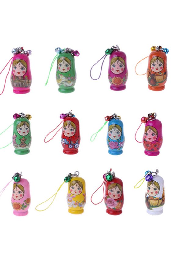 New Cute Russian Nesting Dolls Matryoshka Doll Keychain Phone Hanger Bag Gifts