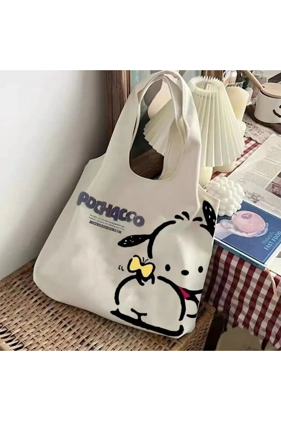 New Cute Sanrio Pochacco Bag Girl Kawaii Girl Shoulder Bag Korean Little Fresh Student Class Handbag Canvas Shopping Bag Gift