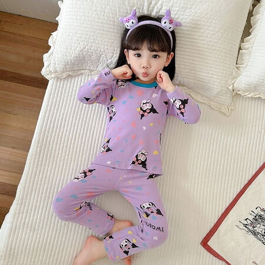New Cute Sanrioed Children Thermal Underwear Autumn Pants Anime Kuromi