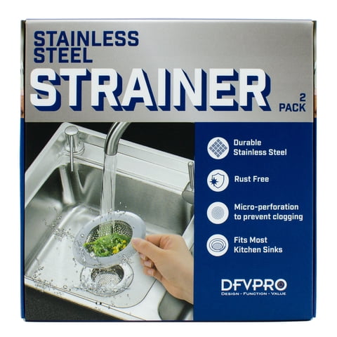 New- DFVPRO 2 Pack Kitchen Stainless Steel Sink Drain Strainers , 4.5" Diameter Fits Most Sinks, Rust Free, Easy to Clean, Dishwasher Safe