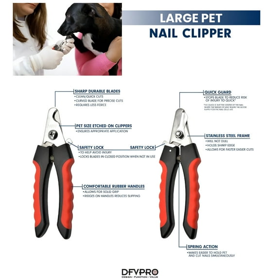 DFVPRO Heavy Duty, High Quality Dog & Cat Nail Clippers with Safety Guard, {Large}