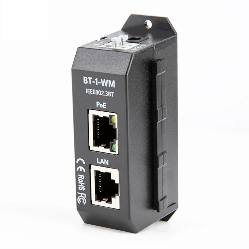 New DIN Rail Single Port 2.5 Gigabit PoE Injector 802.3af/At/Bt Up to 90W Output PoE++ for PTZ IP Cameras High-End AP