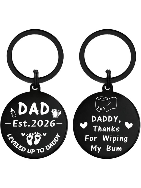New Dad 2026 Gifts, Funny First Time Dad Promoted to Daddy Christmas Keychain, Daddy to Be Present, Birthday Ideas