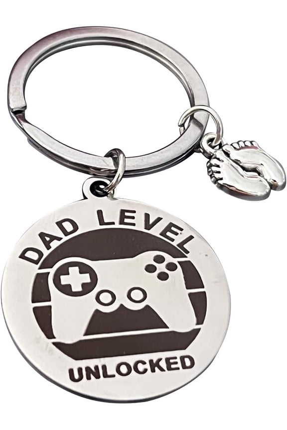 New Dad Announce Pregnancy, Dad Unlocked Keychain with Baby Footprint Charm Expecting Dad First Time Father's Day Gift for Husband for Man