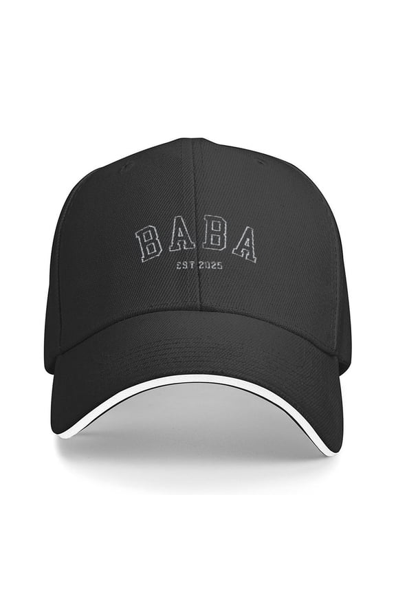 New Dad Cap,Baba Est 2025 Print Baseball Cap Adjustable Strap for Running Workouts and Outdoor Activities All Seasons,Made In USA,Adult One Size Fits All