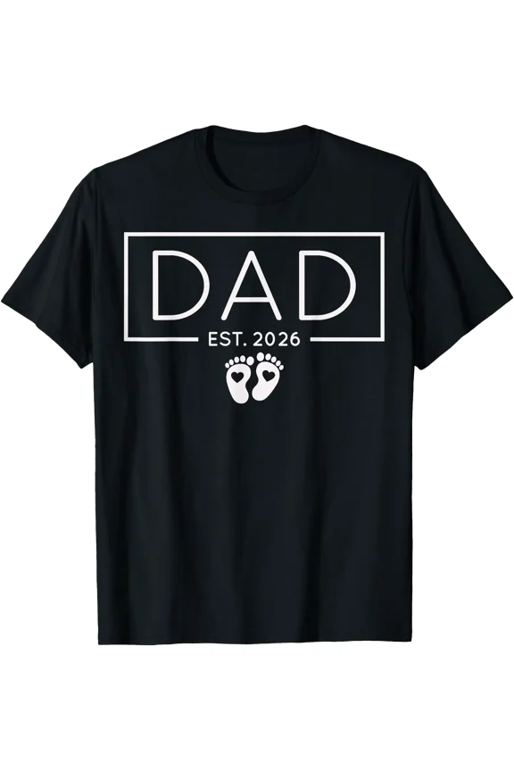 New Dad Est. 2026 Expecting Footprints T-Shirt Father Pregnancy Gift