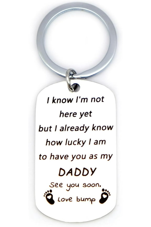 New Dad First Time Dad Pregnancy Announcement Gifts for Husband Men Fathers Day Keychain Gifts from for Expecting Dad Daddy to Be New Daddy New Father Keychain Gifts Birthday Christmas