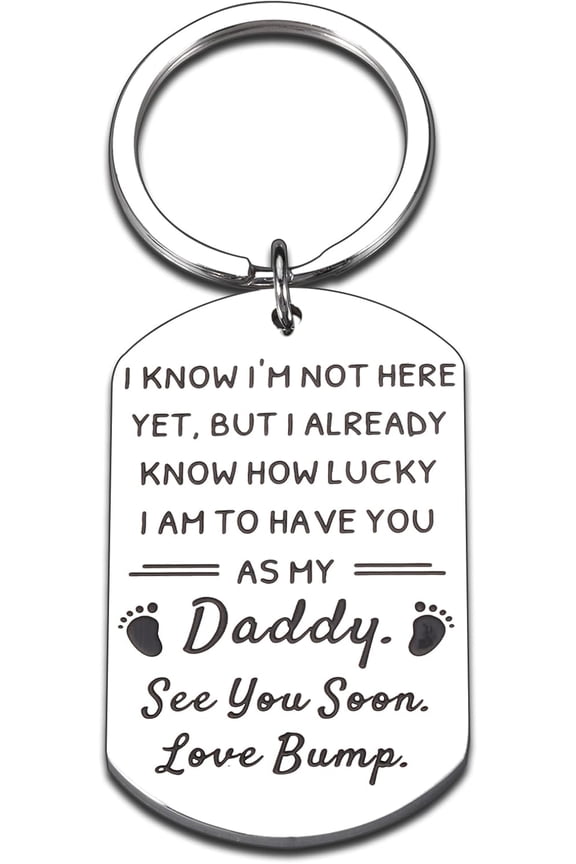 New Dad Gift First Time Pregnant Announcement for Husband Boyfriend Daddy to Be Keychain Gifts for Birthday Pregnancy Announcement Christmas First Time Dad Gifts Stocking Stuffers Gender Reveal Gift