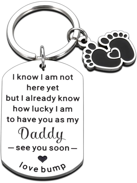 New Dad Gifts for Men First Time First 1st Fathers Day Keychain Gifts for New Dad Expecting Dads To Be Gifts for Men Pregnancy Announcement for Husband Him Gender Reveal Ideas Daddy to Be Gift