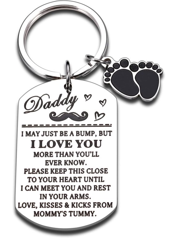 New Dad Gifts for Men New Dad Keychain Gift from Unborn Baby Son Daughter Bump Wife to Husband Baby Announcements Future Daddy to Be First Fathers Day Pregnancy Keepsake Birthday Christmas Valentines