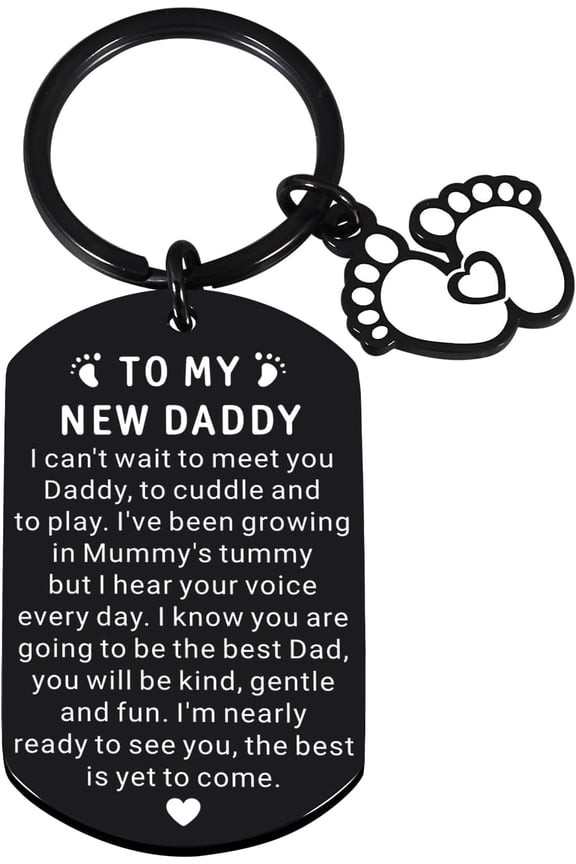 New Dad Gifts, New Expecting Dad First Time Father's Day, Keychain with Baby Footprint Charm, First Time Dads Gifts, Daddy to Be Keychain, News Daddy Gift for Men on Father's Birthday Valentines