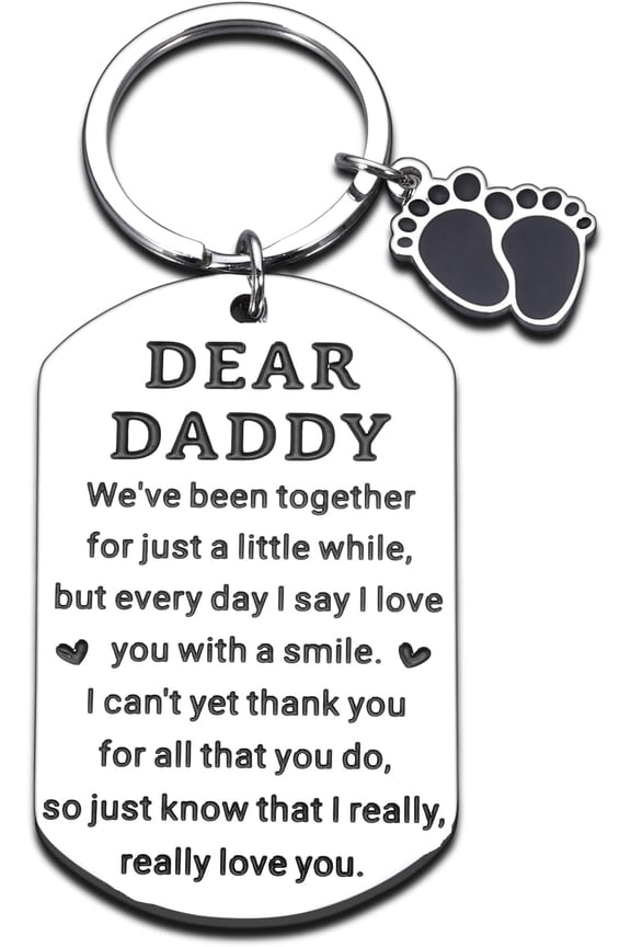 New Dad Gifts, New Expecting Dad First Time Father's Day, Keychain with Baby Footprint Charm, First Time Dads Gifts, Daddy to Be Keychain, News Daddy Gift for Men on Father's Birthday Valentines