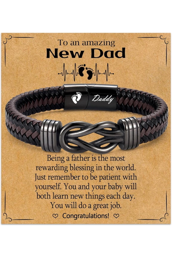 New Dad Gifts for Men, Father's Day Birthday Christmas Gifts for Dads-to-be, Leather Bracelets for Dads His Husband