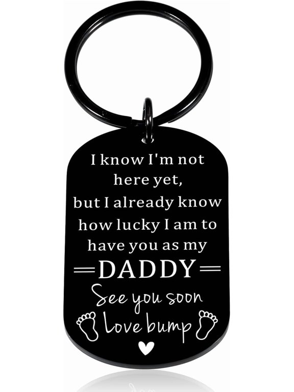 New Dad Gifts for Men First Father's Day Keychain from Baby Boy Baby Girl First Time Dad Keychain for Dads-to-be Pregnancy Announcement
