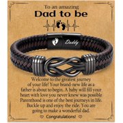 New Dad Gifts for Men, First Time Parents Gift Dad to Be Gift for Fathers Day Birthday Christmas, Leather Bangle Bracelet for Daddy Him Husband