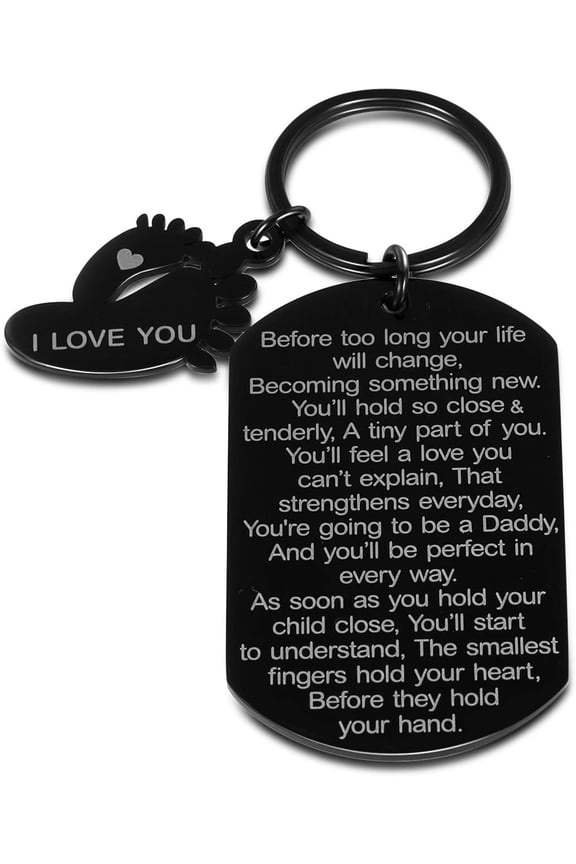 New Dad Keychain Daddy to Be Gifts Pregnancy Baby Announcement Gifts for Him Husband Father Mother Soon to Be Daddy Gift for Men First Time Dads Moms Present Birthday Christmas Fathers Day