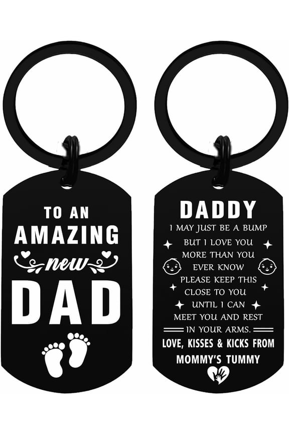 New Dad Valentines Day for First 1st Time Father Gifts - Daddy to be Keychain for Expecting Dad Pregnant Easter Presents