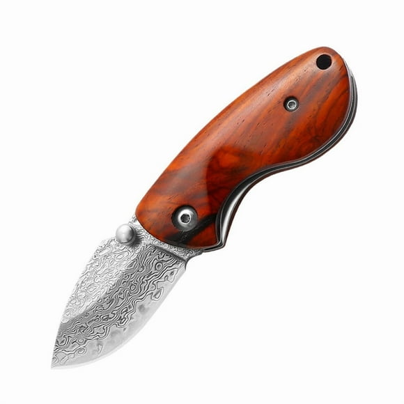 New Damascus Steel Folding Knife - High Hardness, Sharp, Outdoor-Friendly, Multi-Functional, Mini, Portable Pocket Knife & Fruit Knife