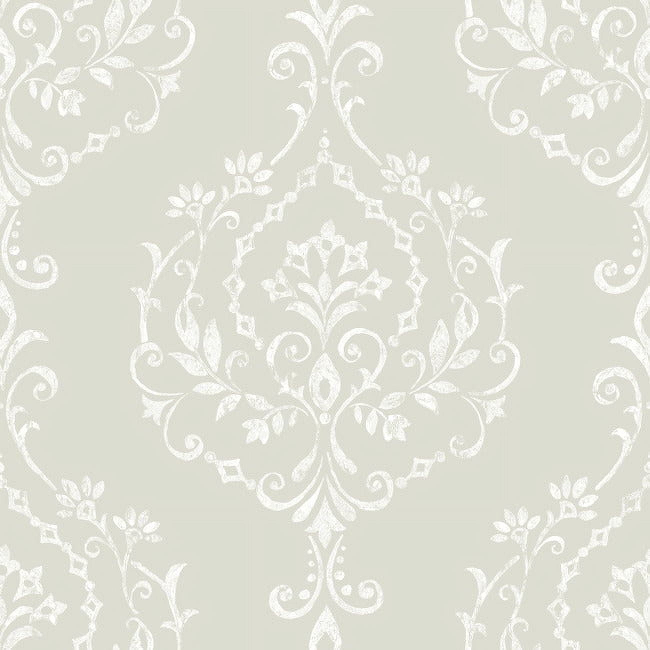 Taupe Damask Self-Adhesive Repositionable Wallpaper Roll