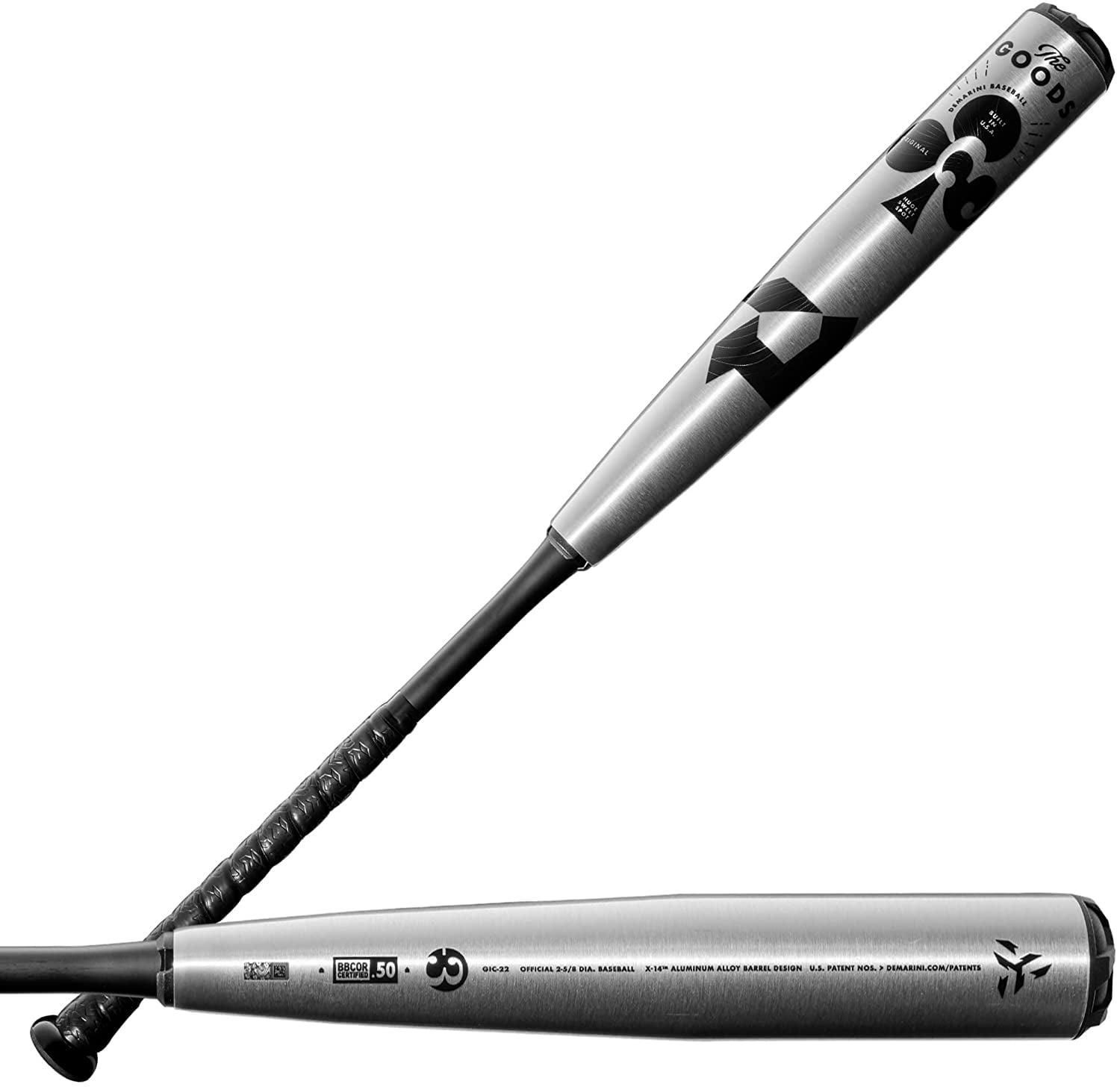 Batte DeMarini The Goods – 2022 – BBCOR -3 – 33 Pouces / 30 Oz – Gris Argenté – Occasion
