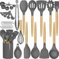 thumbnail image 1 of BPA-Free 33-Piece Silicone Utensil Set with Wooden Handles for Home Chefs, 1 of 7