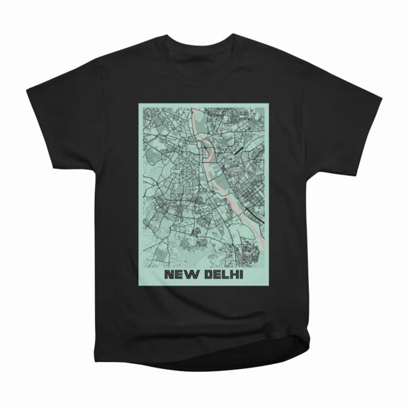New Delhi India Peony City Map T-Shirt Tee Gift For Him Merch For Her Apparel For Friend
