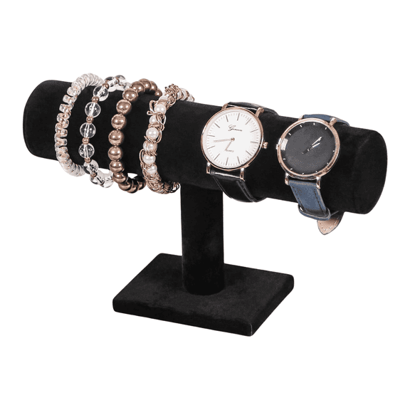 Novel Box Black Velvet T-Bar Bracelet Display Stand - Jewelry Organizer Tower Stands for Necklace