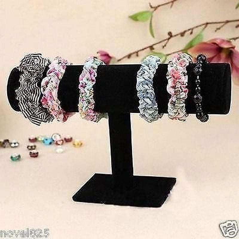NOVEL BOX COMPANY, LTD. New Delicate 7" Velvet T-Bar Bracelet Bangle Display Stand Jewelry Holder Black