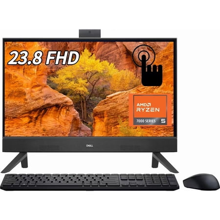 New Dell Inspiron 5415 All-in-One Desktop 23.8" FHD Touchscreen, AMD Ryzen 5 7530U Processor, 8GB DDR4 1TB PCIE SSD, USB-C, HDMI,1080P Camera ,Windows 11 Black