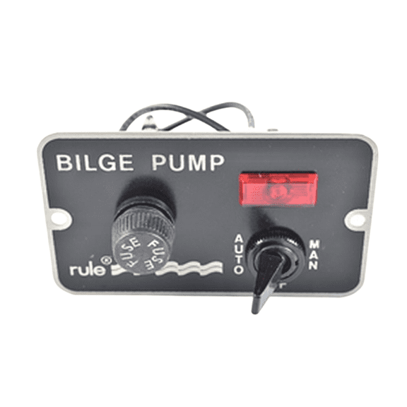 OEM Grade Marine Bilge Pump Panel Switch Compatible with Rule Model 41 Deluxe 3-Way Toggle 12V DC Stainless Steel Auto Off Manual Spring Return Red Indicator Light Fuse Holder Dash