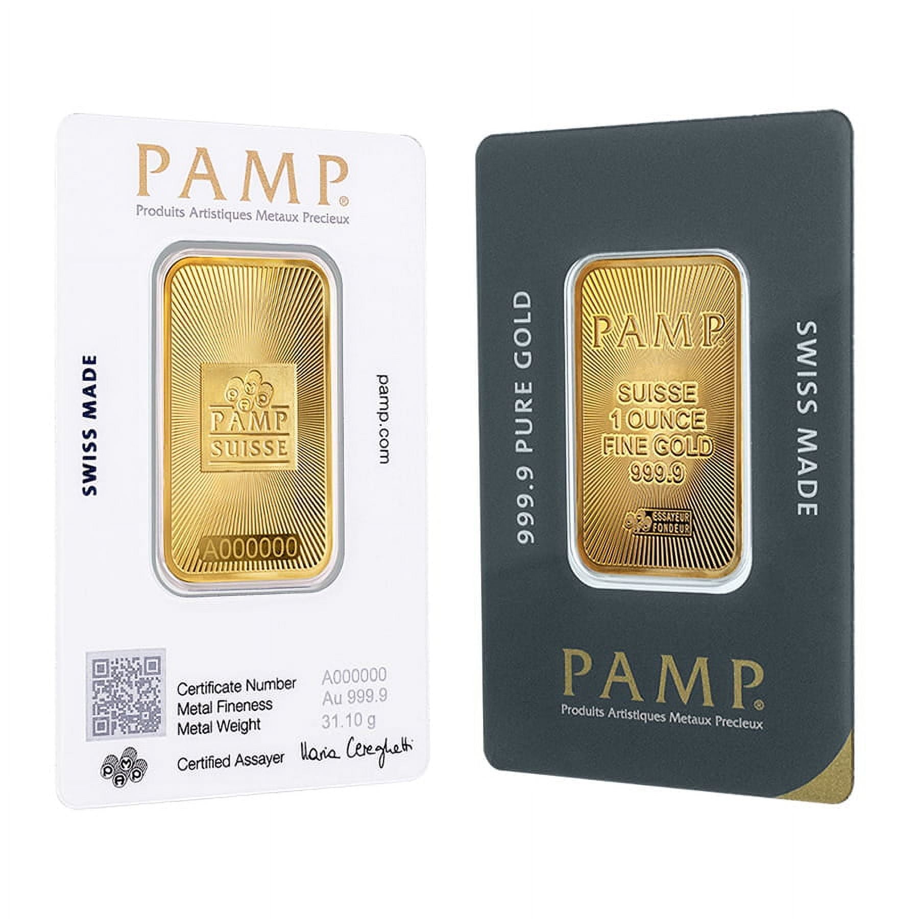 Bullion New Design 1 oz PAMP Suisse Golden Gold Bar .9999
