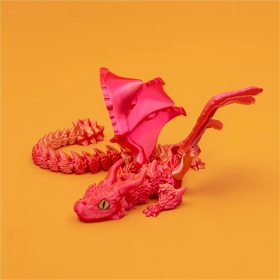 Design 3D Printed 3D Printed Dragon Figurine Winged Design Multi-Jointed Movable Dragon Tabletop Animal Decors Gift Idea